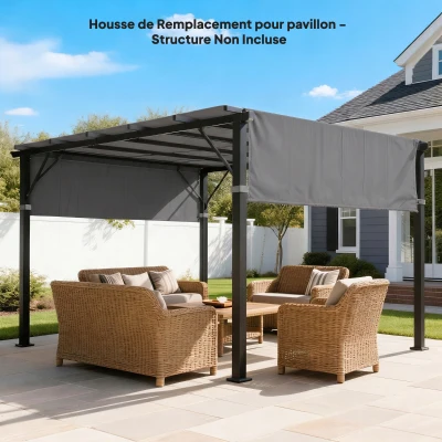 Outsunny Toiles Pergola 4.9x1.2m UV Gris Foncé