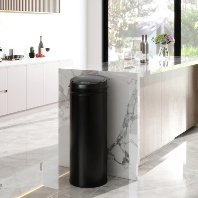 HOMCOM Poubelle Capteur 50L Acier Inox Cuisine Hygiénique