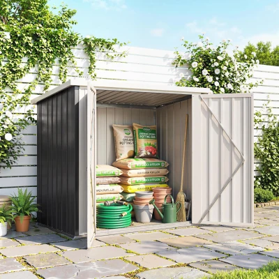 Outsunny Cobertizo de Jardín de Exterior 1,26 m² 147x86x134cm con 2 Puertas y Cerradura para Almacenamiento de Herramientas Negro
