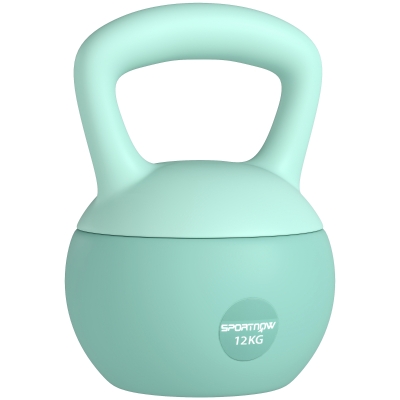 SPORTNOW Kettlebell de 12 kg Pesa Russa Preenchida de Areia Metálica e Alça Antiderrapante para Treino 21x21x30 cm Verde