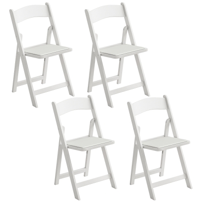 HOMCOM Chaises Pliantes Lot de 4 Résine PU 45x44x78cm Blanc