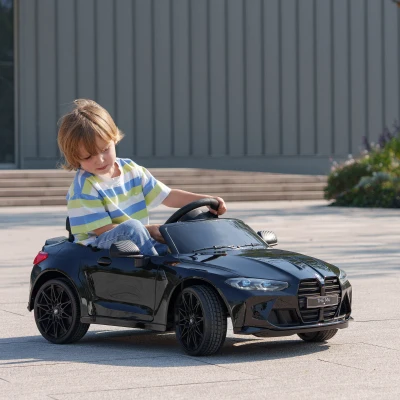 AIYAPLAY 12V Elektrische Kinderauto met Afstandsbediening, 2 Motoren, Claxon, LED, Muziek, Hulpwielen, 3-5 Jaar, Zwart