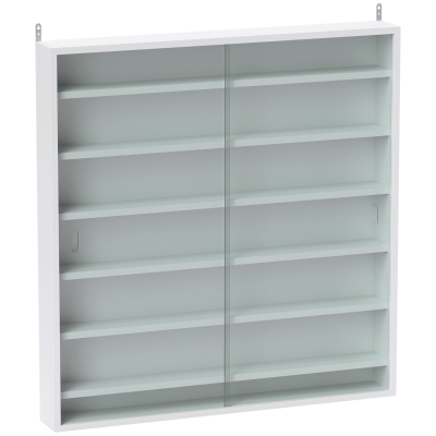 HOMCOM Vitrina de Pared de Madera con Estantes Ajustables y 2 Puertas Correderas de Cristal 80x9,5x83 cm Blanco