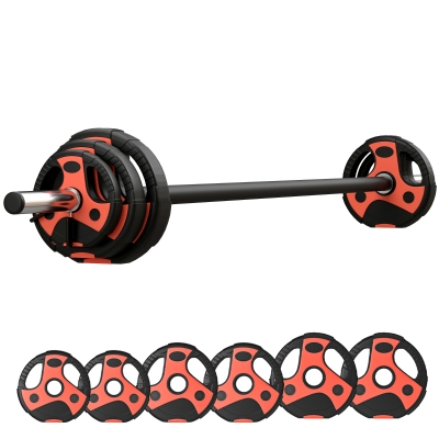 SPORTNOW Set Bilanciere e Dischi da 20kg con Maniglia Antiscivolo