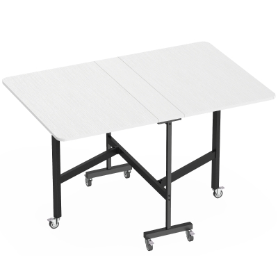HOMCOM Table Pliante Mobile 6 Roulettes Freins Cuisine Blanc