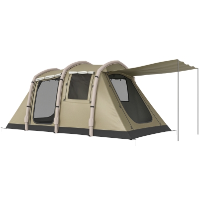 Outsunny Aufblasbares Zelt 2-4 Personen Schneller Aufbau Outdoor Zelt für Camping mit Luftpumpe Mesh Fenster Heringen Vordach