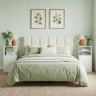 HOMCOM Juego de 2 Mesillas de Noche Dormitorio con Puerta Compartimentos Abiertos para Espacios Reducidos 25x30x60 cm Blanco