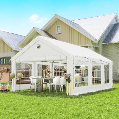 Outsunny Tente 4x6m Extérieure Résistante avec Parois Amovibles