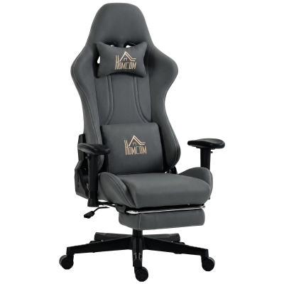 HOMCOM Ergonomischer Gaming-Stuhl mit 3D-Armlehnen, verstellbar, rollbarer Schreibtischstuhl mit Lendenstütze, Grau