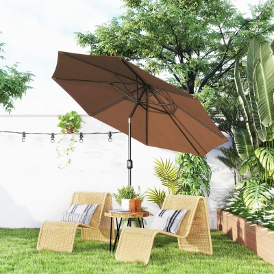 Outsunny Parasol Rond Métal Chocolat Ø3m