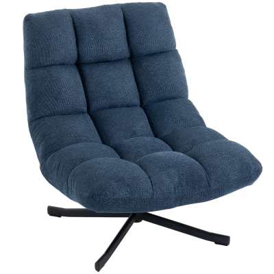 HOMCOM Drehbarer Akzentstuhl, Moderner Lounge-Sessel ohne Armlehnen mit Stahlbeinen, Dunkelblau
