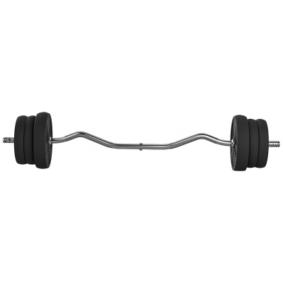 SPORTNOW Langhantel Set 25kg Rutschfeste Curlstange mit 6 Gewichten, PVC-Beschichtung, Hantelstange aus Stahl
