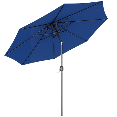 Outsunny Parasol Rond Ø3m Inclinable Bleu