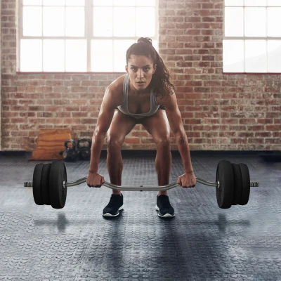 SPORTNOW Langhantel Set 25kg Rutschfeste Curlstange mit 6 Gewichten, PVC-Beschichtung, Hantelstange aus Stahl