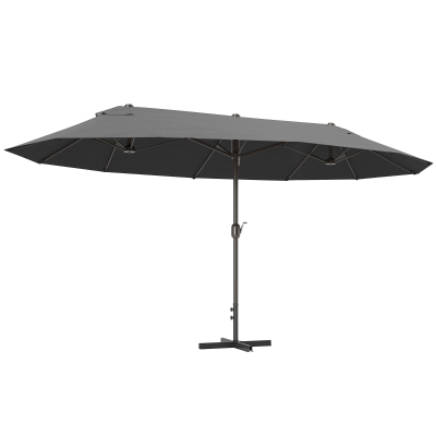 Outsunny Parasol Jardin XXL Pied Croix Acier Gris