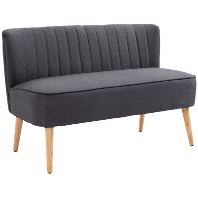 HOMCOM, Canapea cu Două Locuri, Loveseat, Material textil cu efect de in, 117 x 56.5 x 77 cm, Gri Închis