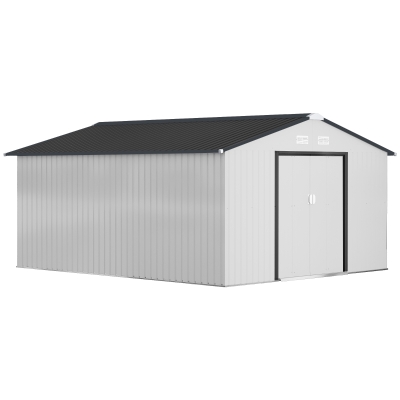 Outsunny Casetta da Giardino 3.4x3.8x2 m Doppia Porta Scorrevole