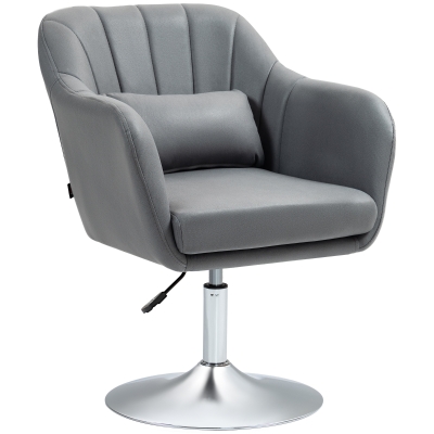 HOMCOM Draaistoel, in Hoogte Verstelbare Bureaustoel, Polyester, Metaal, 60 x 60 x 79-91 cm, Donkergrijs