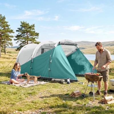 Outsunny Tenda da Campeggio 3 Posti Impermeabile e Borsa Verde