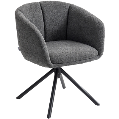 HOMCOM Fauteuil, Beklede stoel met comfortabele zitting, draaibaar, zachte bekleding, tot 120 kg, Donkergrijs