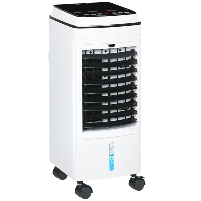 HOMCOM Ventilator, Luchtkoeler en Klimaatunit, 3 Modi, Afstandsbediening, Timer, Op Wielen, Wit