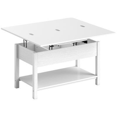 HOMCOM Table Basse Relevable Extensible Salon Blanc 100cm