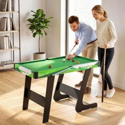 SPORTNOW Mesa de Billar Plegable 104 cm con 16 Bolas 2 Tacos Tiza Triángulo y Cepillo para Niños y Adultos Verde