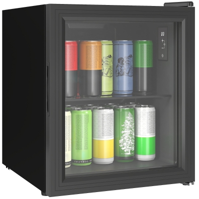 HOMCOM Frigobar da 46L con Porta in Vetro e Display LED Nero