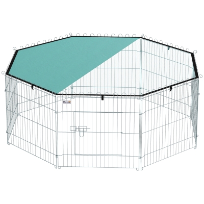 PawHut Parc Chien 8 Panneaux 60H cm Portable avec Toit Argent
