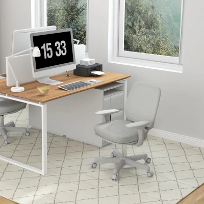 Vinsetto Bureaustoel, Ergonomische Bureaustoel met Draaifunctie, Verstelbaar 55 x 48 x 82,5-94,5 cm Grijs