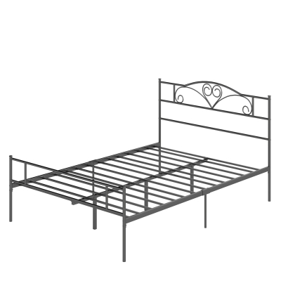 HOMCOM Metalen bedombouw met hoofdeinde, draagvermogen 300 kg, 145L x 211B x 106H cm, zwart