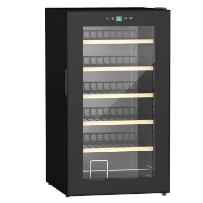 HOMCOM Wijnkoelkast voor 24 flessen, instelbare temperatuur van 5 tot 20° C, LED-verlichting, zwart, 43 x 45 x 75 cm