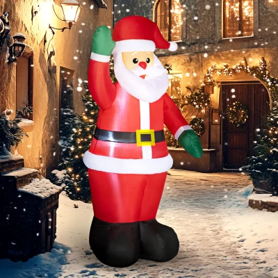 Outsunny Kerstman, 1,84 m groot, met LED-Verlichting, Zelfopblazende Tuindecoratie
