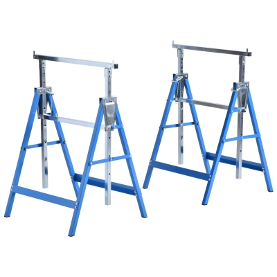 HOMCOM 2 x Steigerstatiefsteunbeugel in hoogte verstelbaar staal blauw