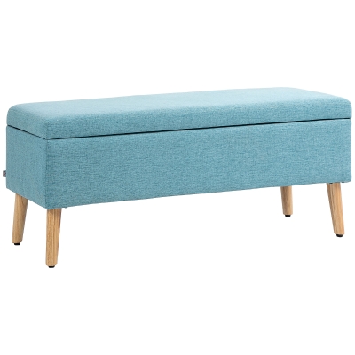 HOMCOM Zitbank met Opbergruimte, tot 120 kg, Linnen-Look, 110x39x45cm, Blauw