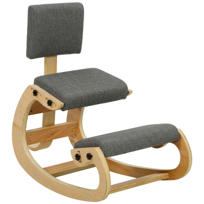 HOMCOM Sedia Ergonomica Inginocchiata in Tessuto, Grigio