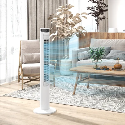HOMCOM Torenventilator met 4 Modi, 3 Snelheden, Timer, Wit
