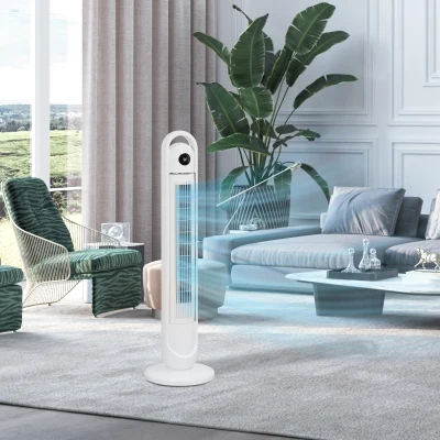 HOMCOM Torenventilator met Klimaatbeheersing, Timer, Afstandsbediening, Drie Modi, LCD-Display, Wit