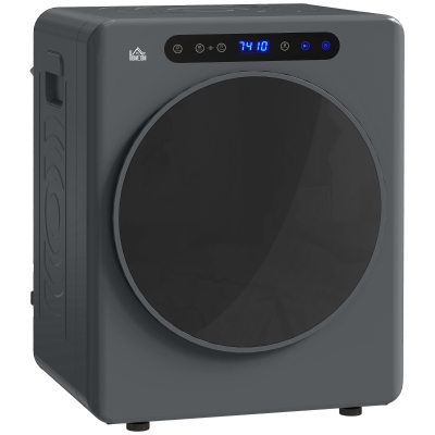 HOMCOM Wasdroger, 6 programma's, 40-60℃, 3 kg capaciteit, compact, touch-bediening, Grijs