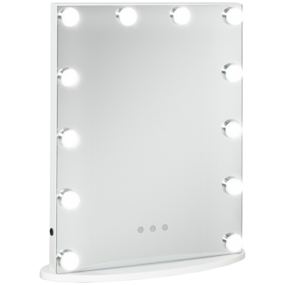 HOMCOM Hollywood spiegel met verlichting make-up spiegel voor make-uptafel met 12 LED's