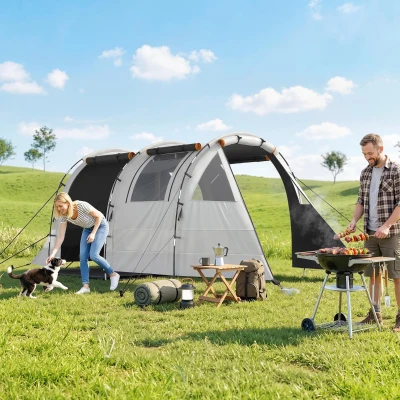 Outsunny Tenda da Campeggio 4-5 Posti Impermeabile e Oscurante