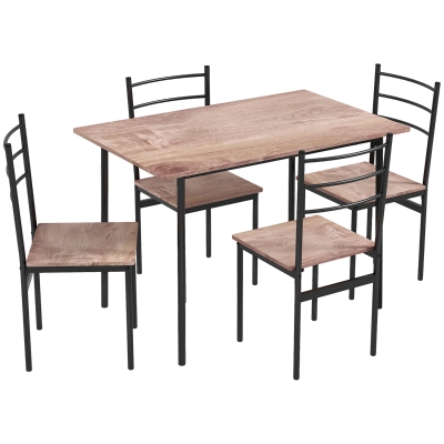 Set masa si Scaune 5 Piese, Maro si Negru