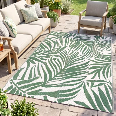 Outsunny Tappeto Esterno Reversibile a Foglie 152x243cm Verde