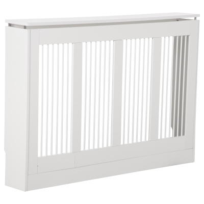 HOMCOM Cobertura para Radiador em MDF com Ripas e Prateleira para Sala e Quarto 120x18x84 cm Branco