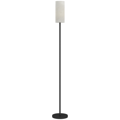 HOMCOM Staande Lamp, Linnenlook Kap, Metalen Stang, Voetschakelaar, Wit