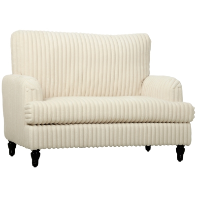 HOMCOM Corduroy Armchair Modern Wide Seat Cream