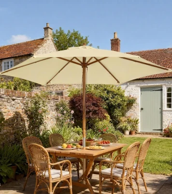 Outsunny 2.5m Wooden Parasol Patio Canopy Cream White