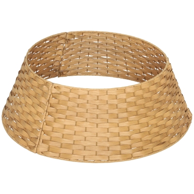 HOMCOM Falda para Árbol de Navidad Rústico Diseño Tejido Cubre Pie para Árbol de Navidad para Fiestas Ø68x22 cm Natural
