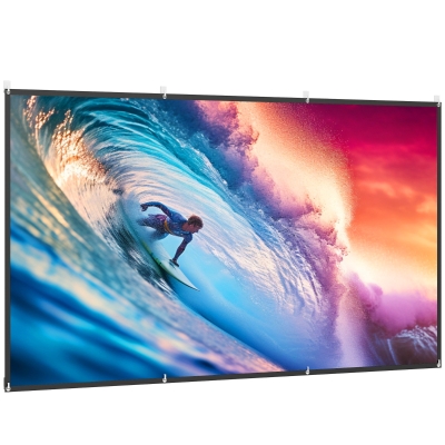 HOMCOM Ecran pentru Proiector 120" 16:9 HD 4K/8K Pliabil și Portabil, Anti-șifonare și Lavabil, Față Dublă, Alb