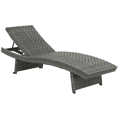 Outsunny Rattan Folding Sun Lounger Adjustable Mixed-Grey